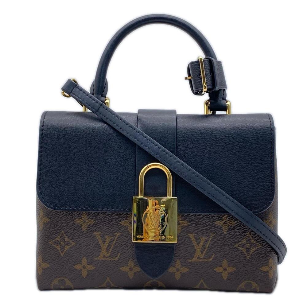 LOUIS VUITTON Monogram Rocky BB M44141 Handbag Brown Beige Black Leather Women's